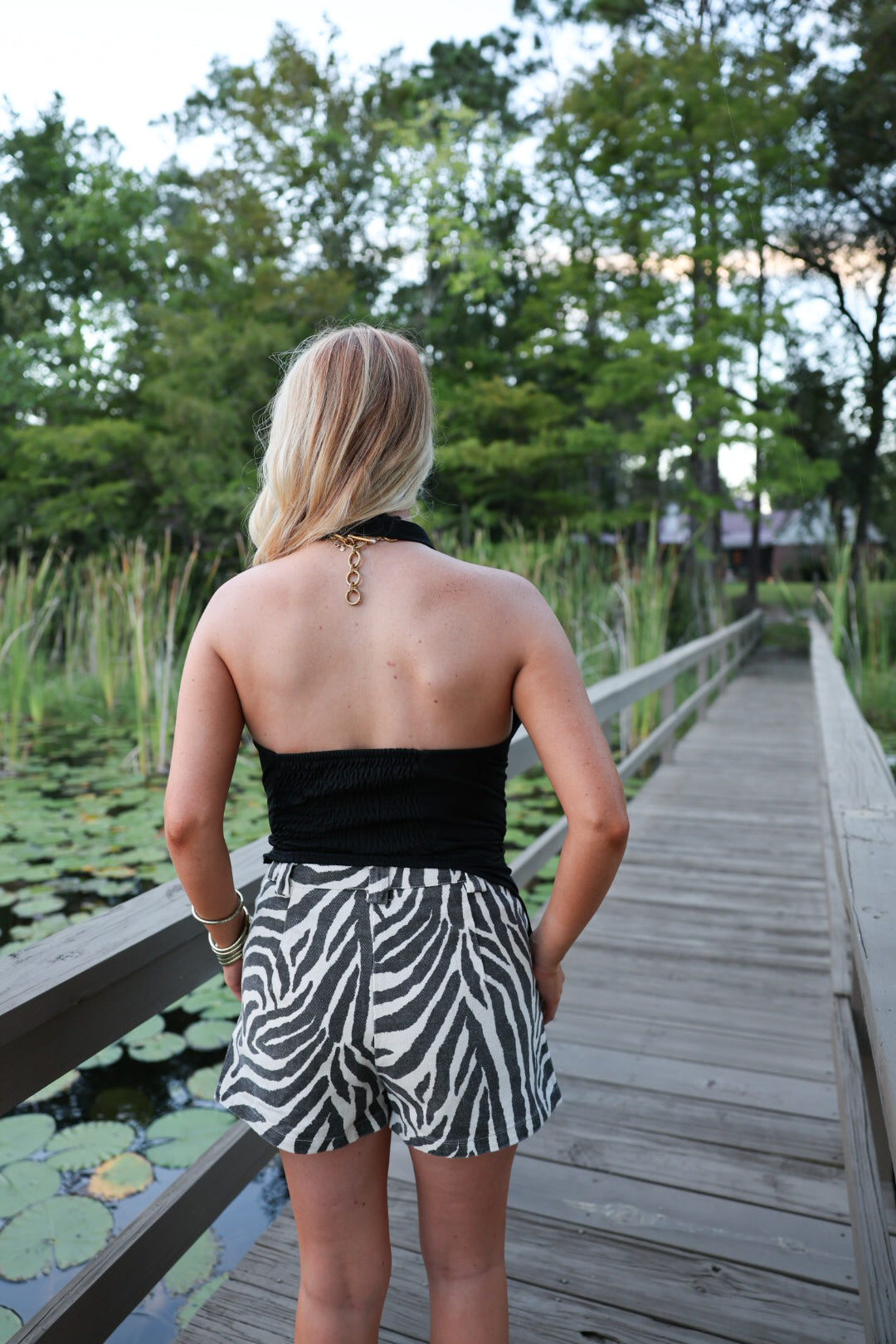 Black V-Neck Halter Top