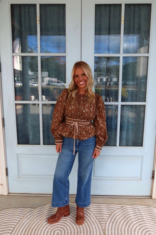Brown Floral Blouse