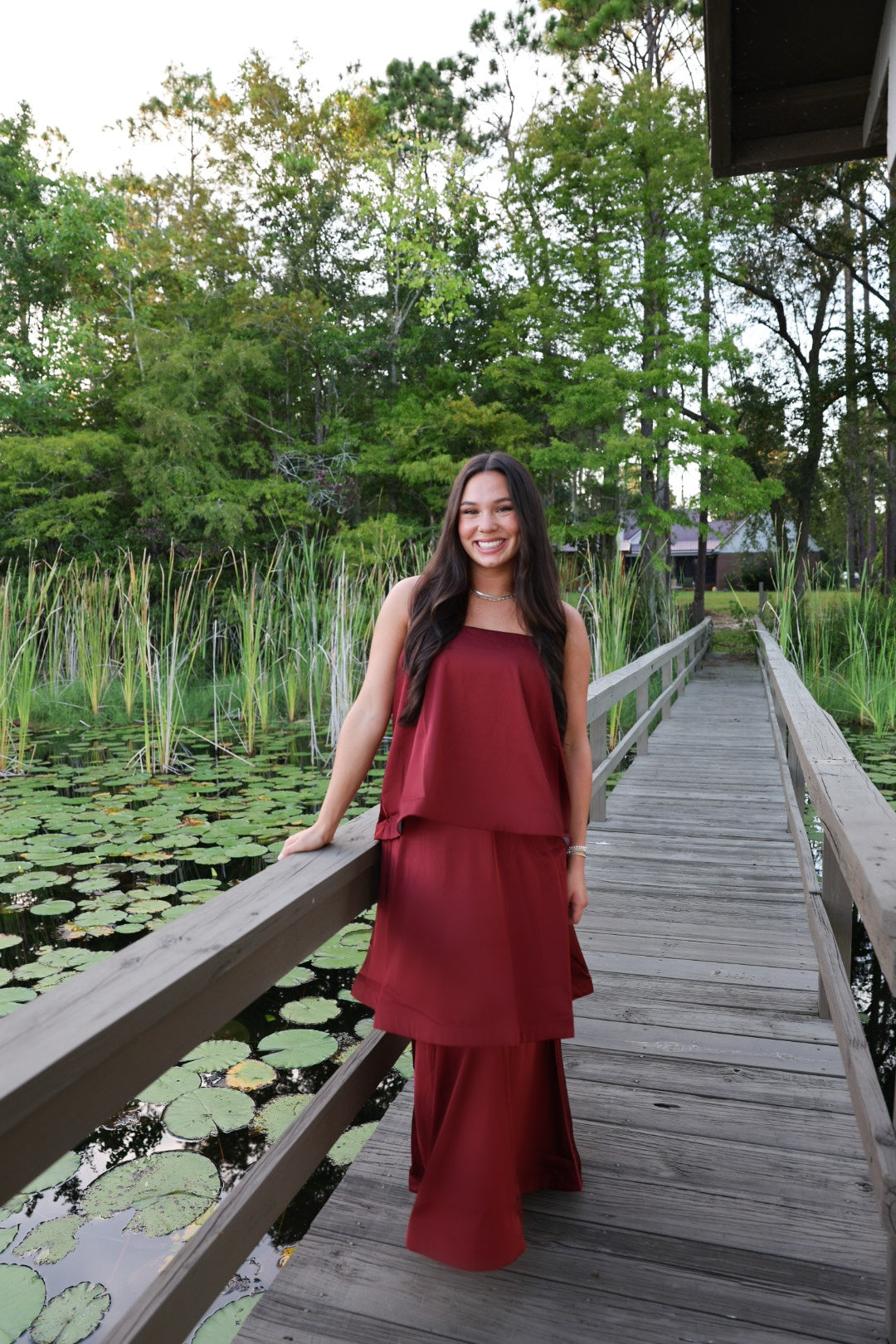 Burgundy Tiered Maxi Dress