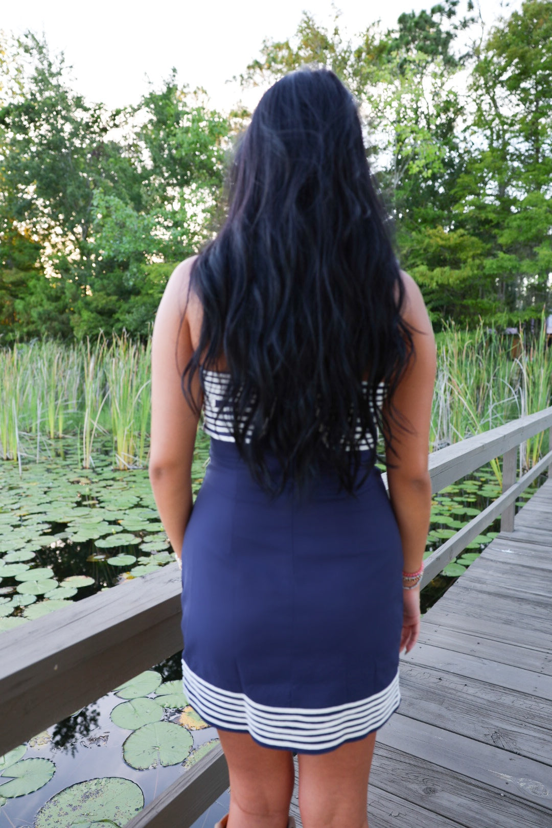 Blue and White Halter Dress
