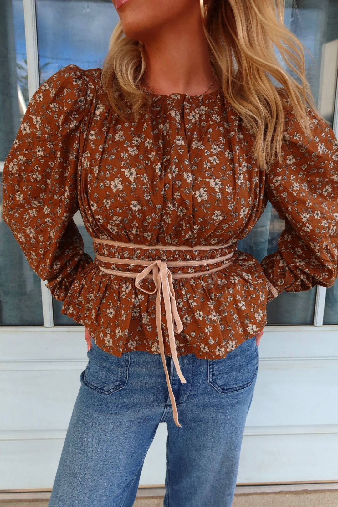 Brown Floral Blouse