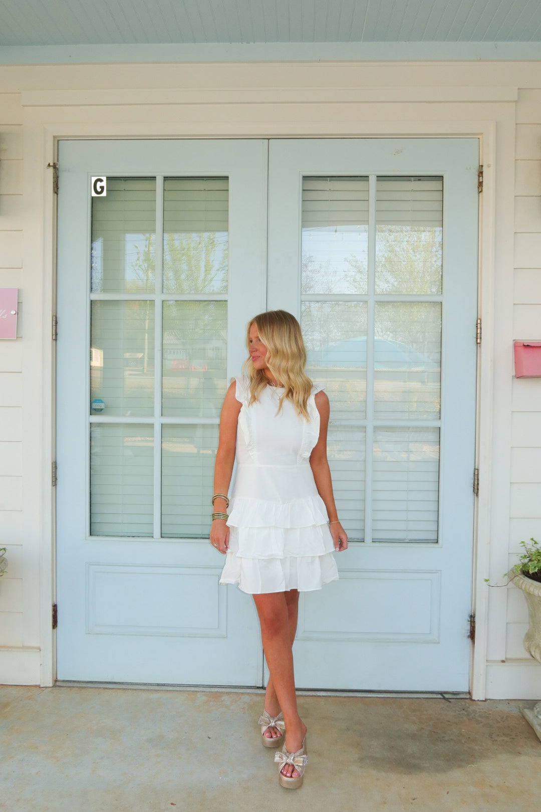 White Ruffle Tiered Mini Dress