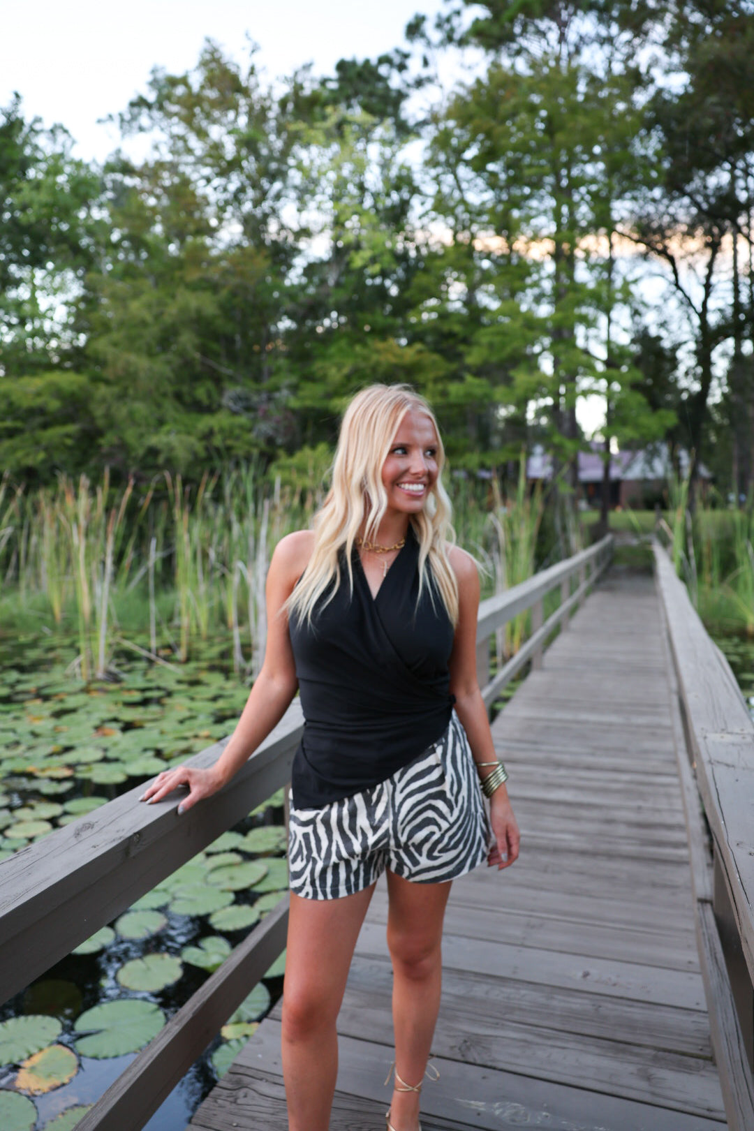 Black V-Neck Halter Top