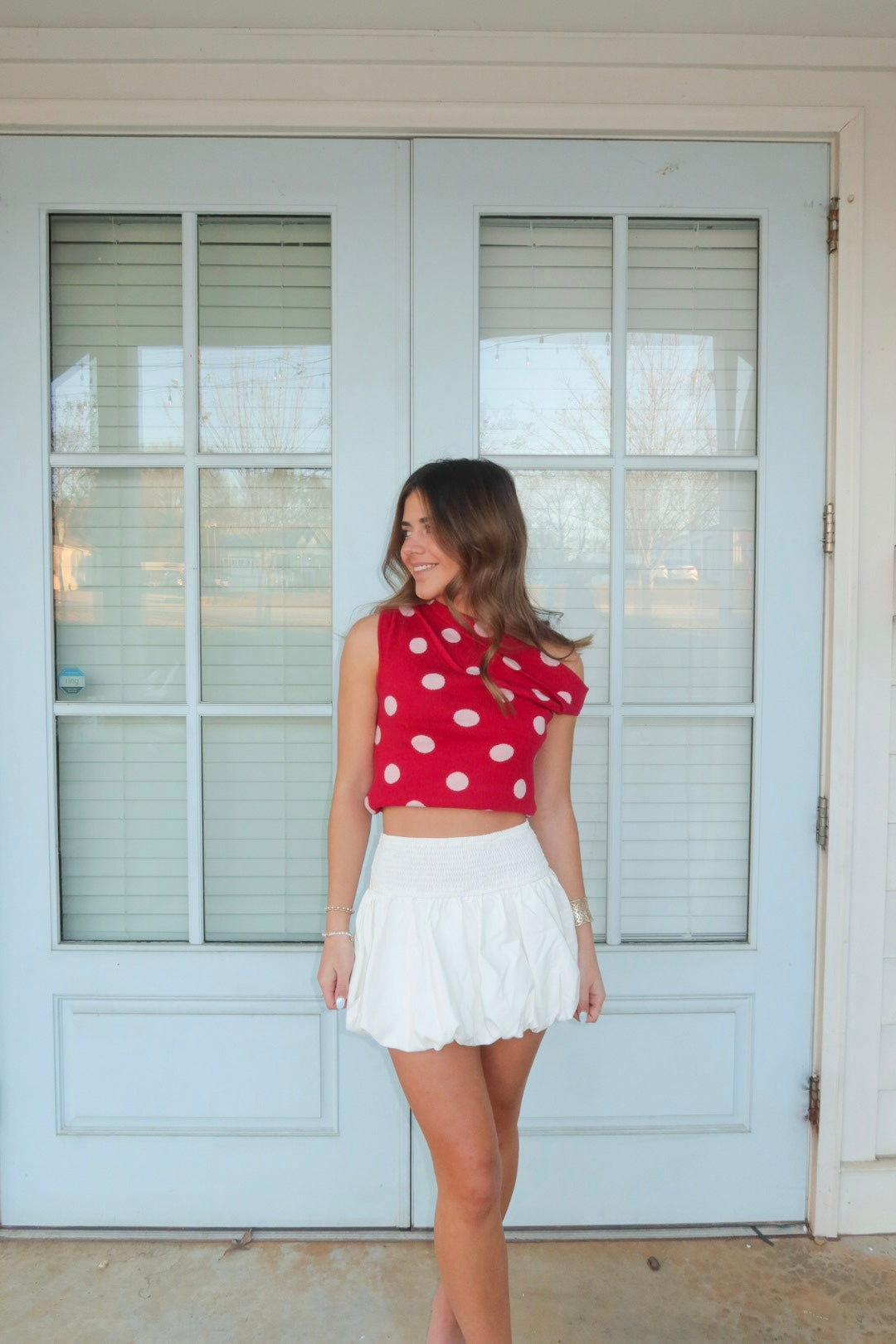 Red/Pink polka dot Top