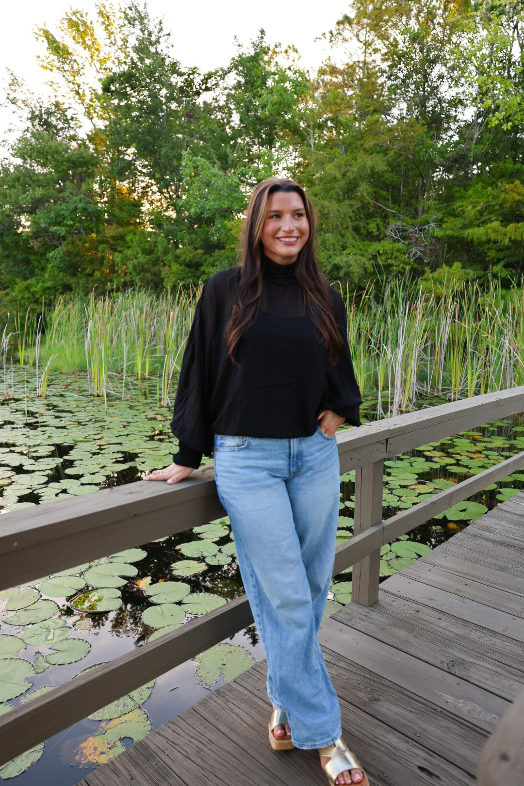 Black Sheer Sleeve Top