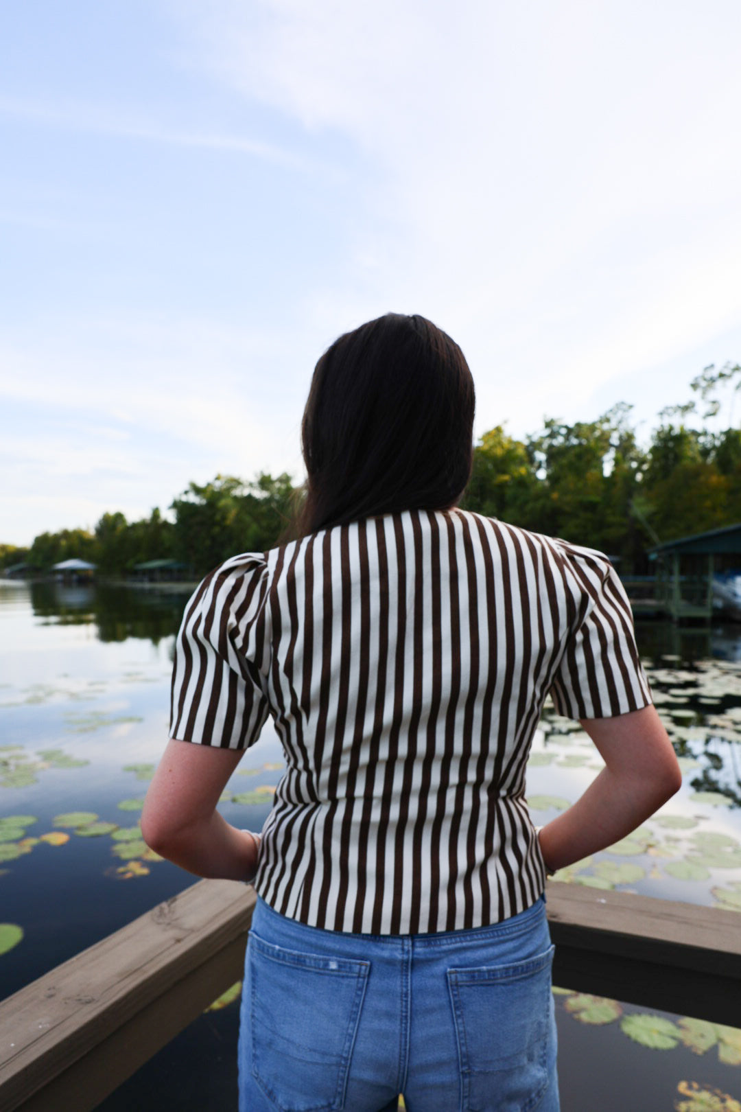 Brown and White Button Top
