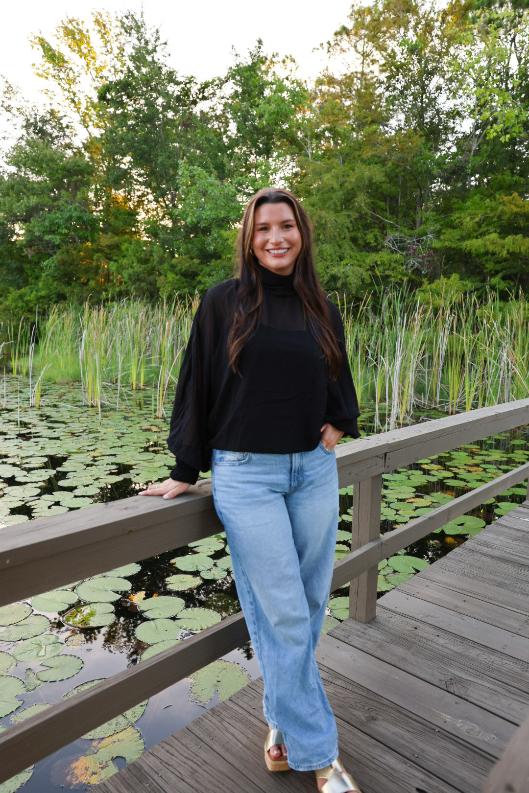 Black Sheer Sleeve Top
