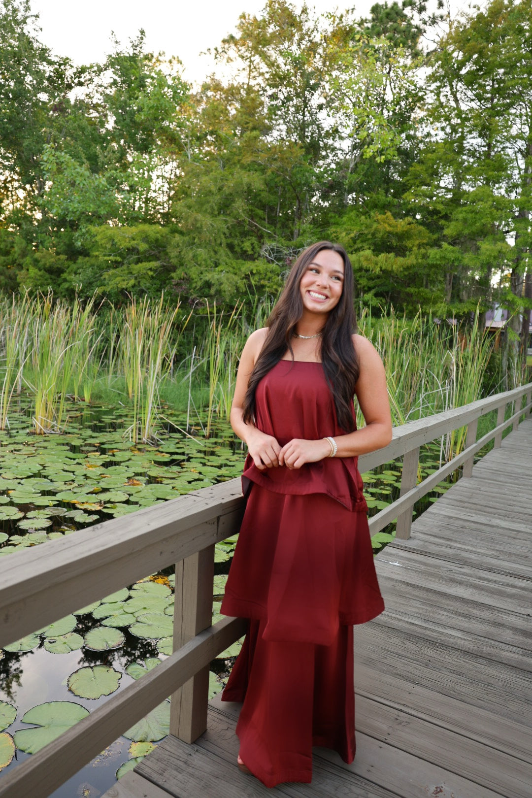 Burgundy Tiered Maxi Dress