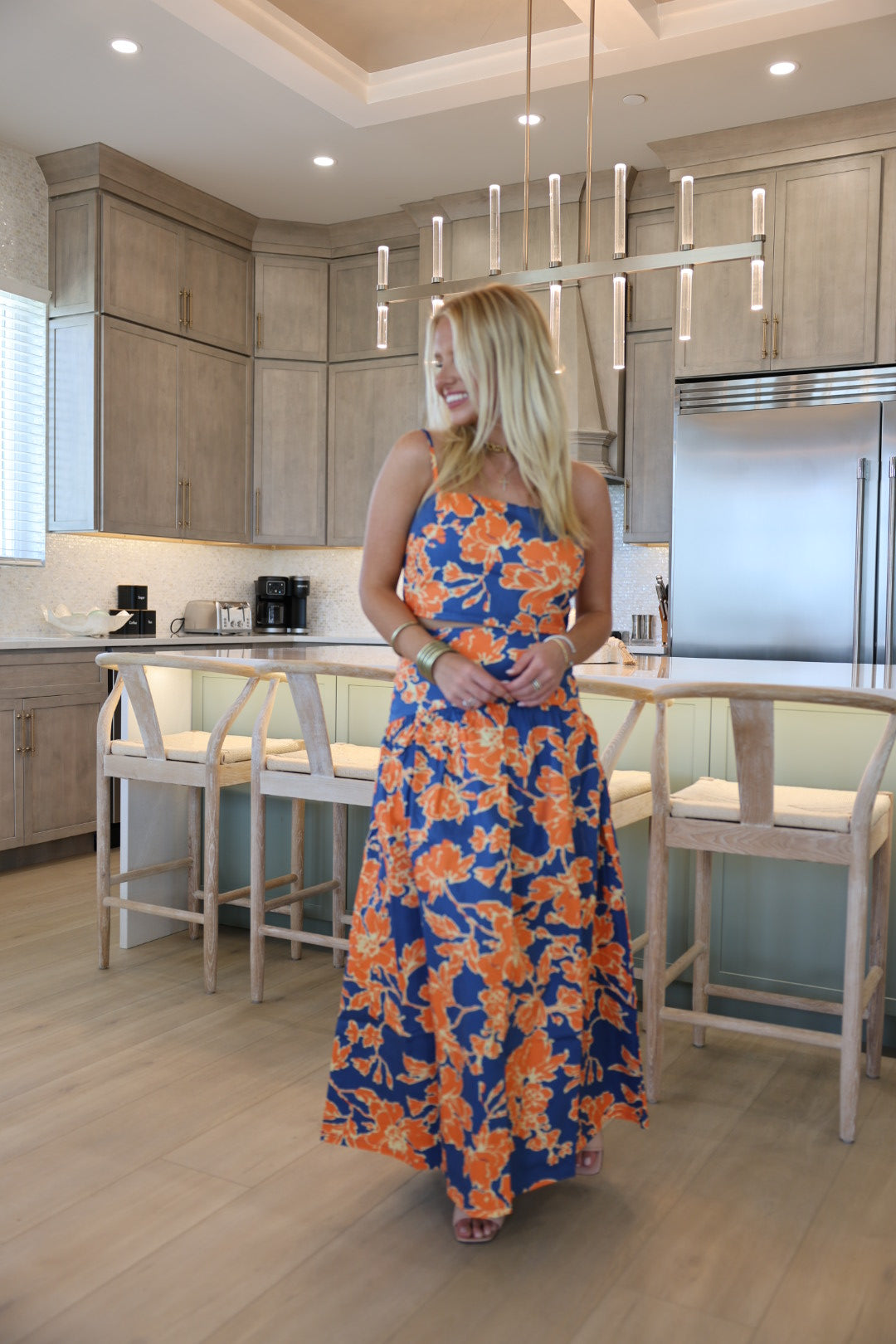 Orange and Blue Floral Set