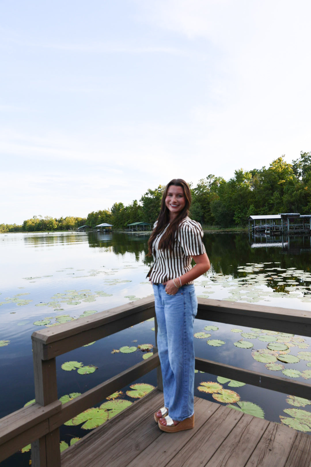 Brown and White Button Top
