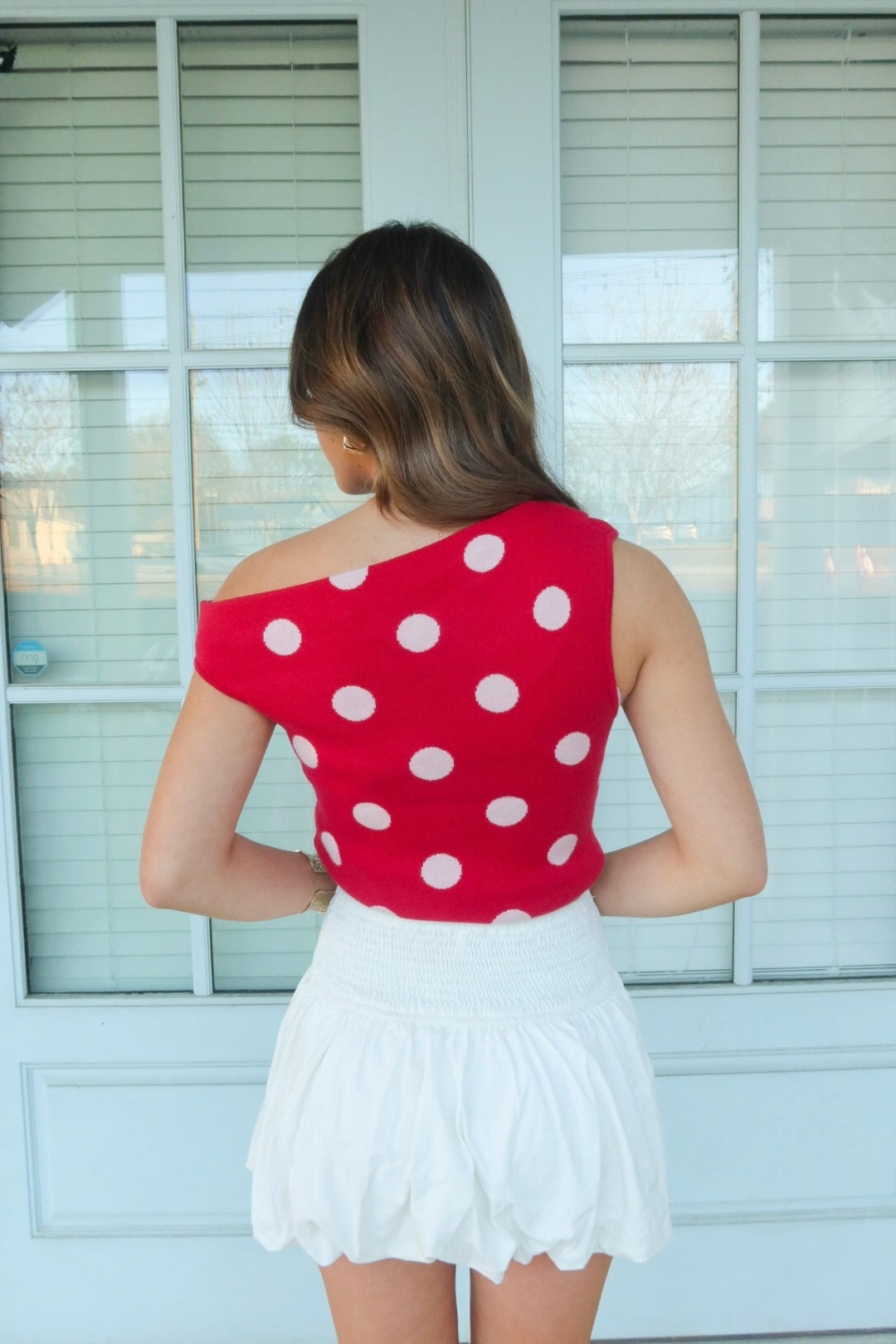 Red/Pink polka dot Top