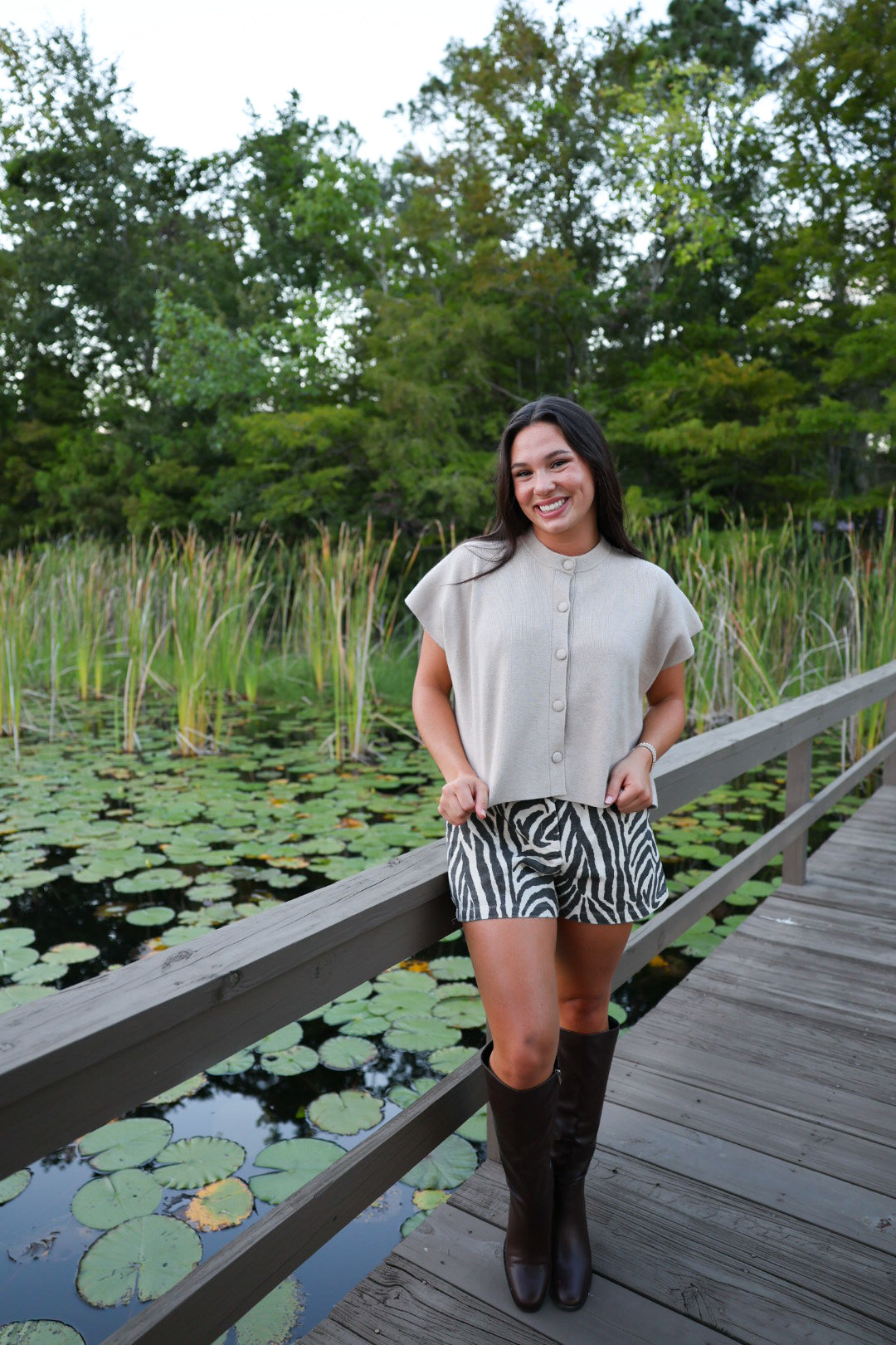 Beige Button Sweater Shirt
