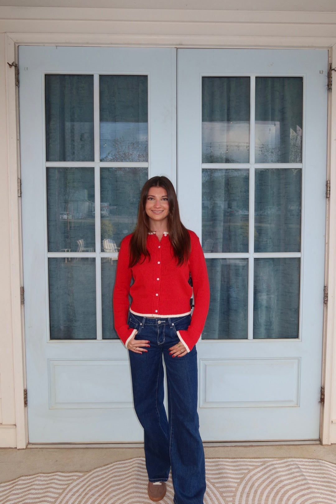 Red Button Cardigan
