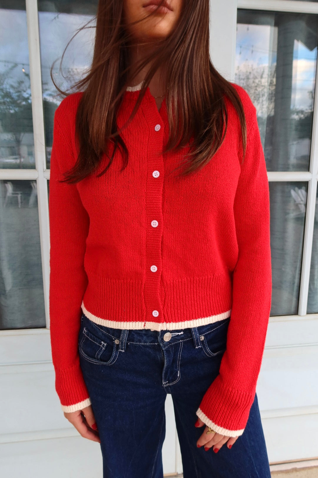 Red Button Cardigan